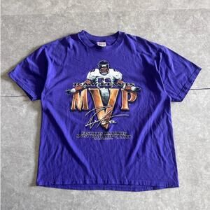 90s Vintage Baltimore Ravens Ray Lewis Purple T Shirt Size XL